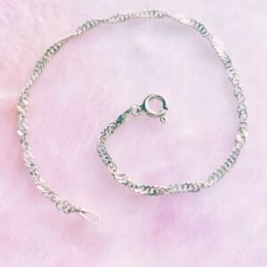 925 Italy Small Dainty Silver Twisted Bracelet 7"